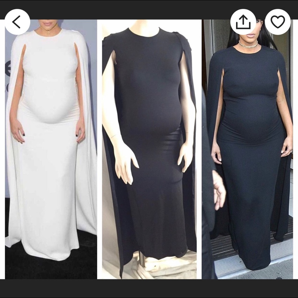 Fitted dress with cape.
